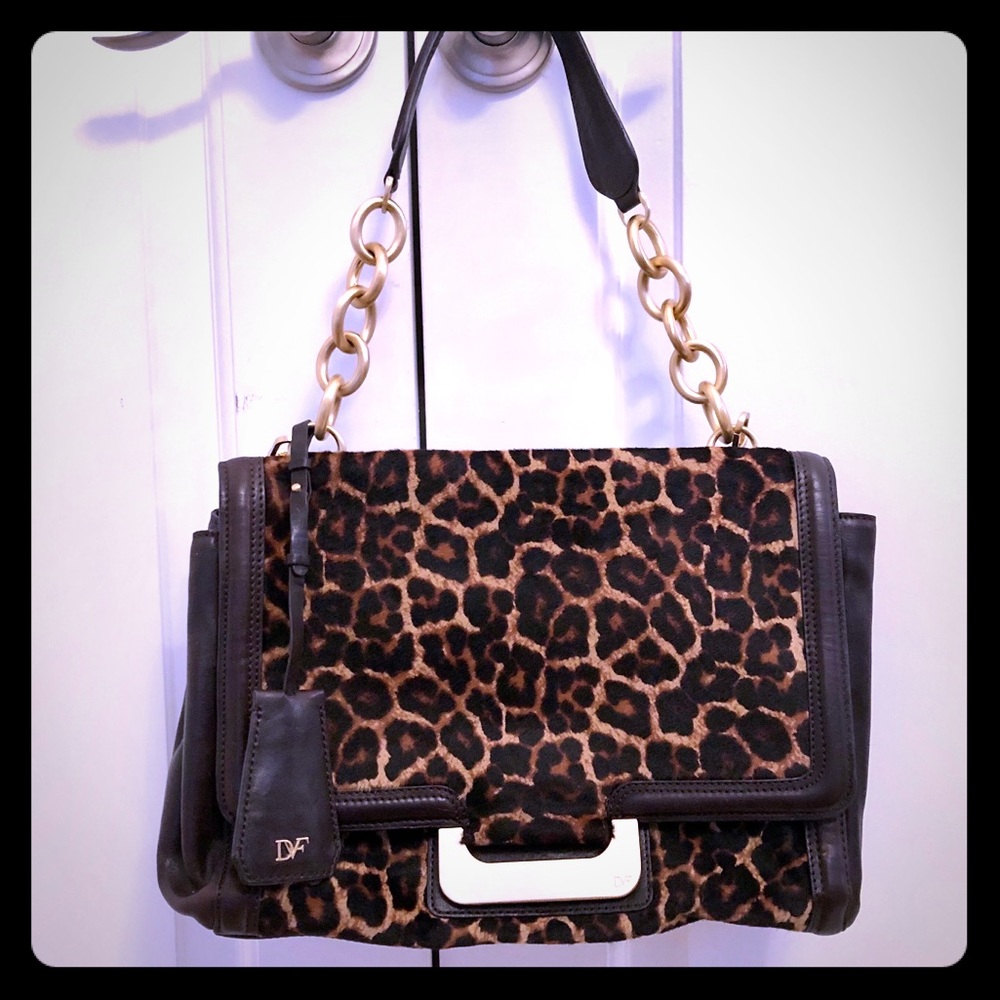 Diane Von Furstenberg Leopard dual handle bag